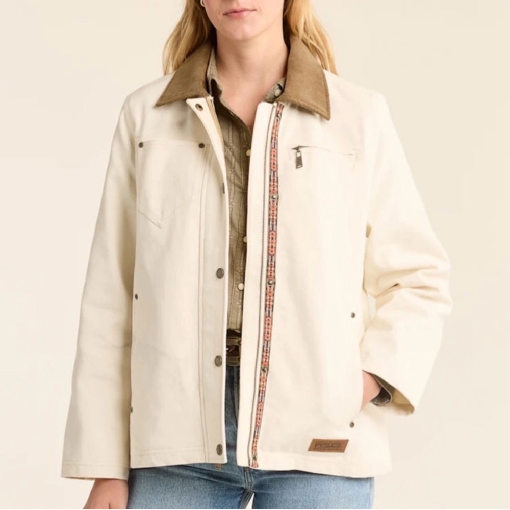 Pendleton Women’s Hazel Canvas Swing Cream Barn Coat Jacket Oversized Cotton S